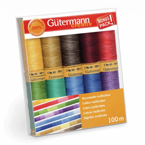 Gutermann set katoen naaigaren multicolor 10 stuks