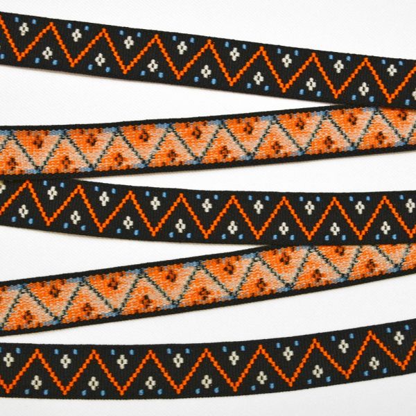 Sier Color Elastiek Orange-Blauw 25mm
