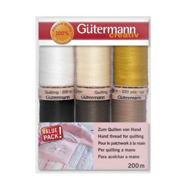 Gutermann HandQuilt Garen - Basic and Natural - 6 stuks