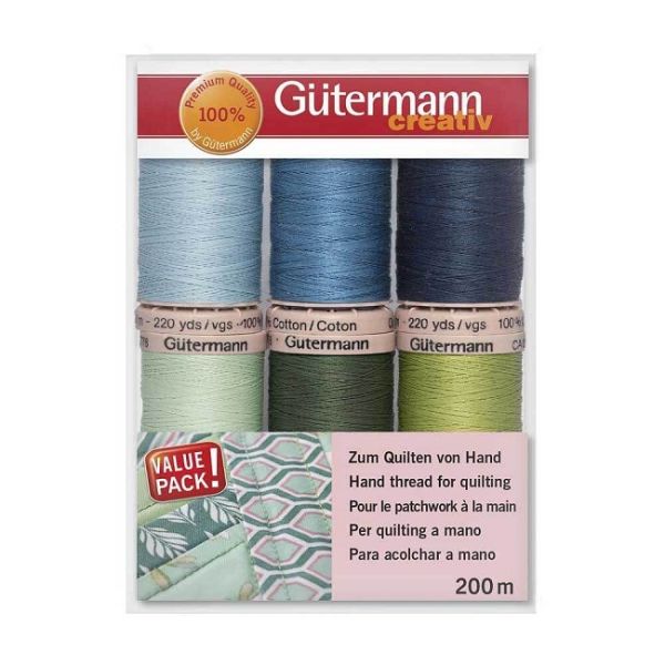 Gutermann HandQuilt Garen - Blues and Greens