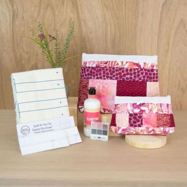 'Quilt As You Go'  Two  cosmetic Etui's  - White Zipper 