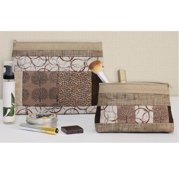 'Quilt As You Go'  Two  cosmetic Etui's  - Camel Zipper 