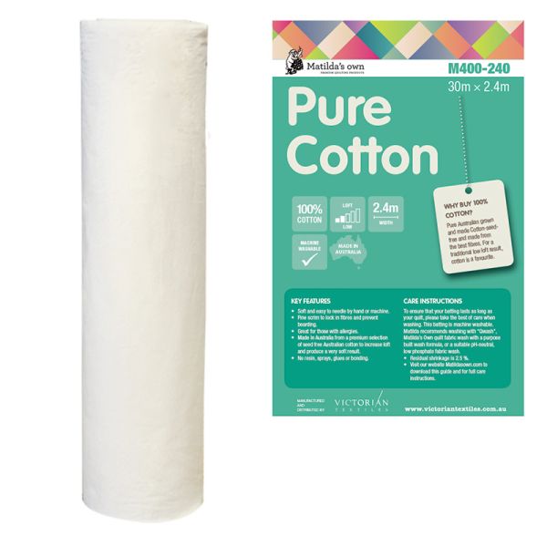 Matilda's Own Batting 100% Cotton  - ongebleekt -  per 50 cm