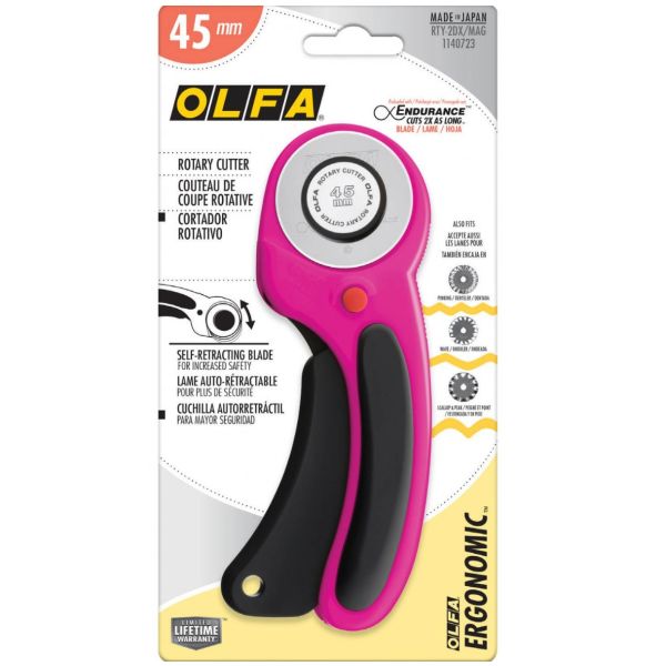 Olfa Ergonomic Rotary Cutter Magenta -Endurance