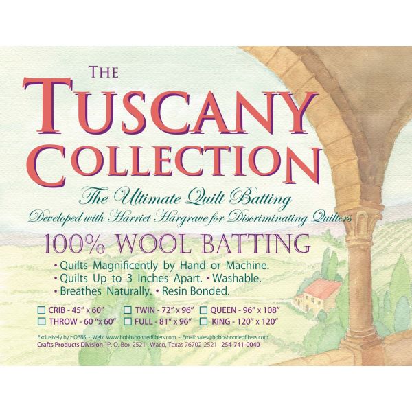 Tuscany- Batting 100% Wool - King Size Pack -120 " x 120"- 310cm x 310cm