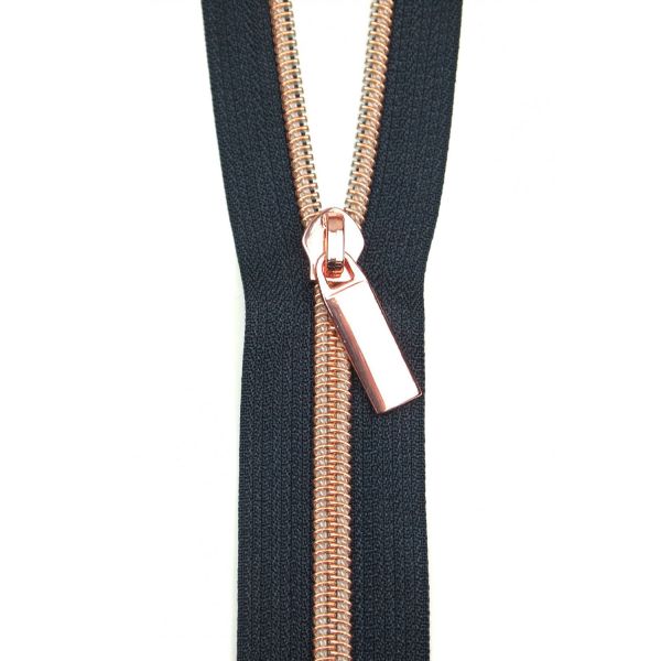 Sally Tomato - Navy / Rosegold - Zipper  9 pulls - 3 Yards