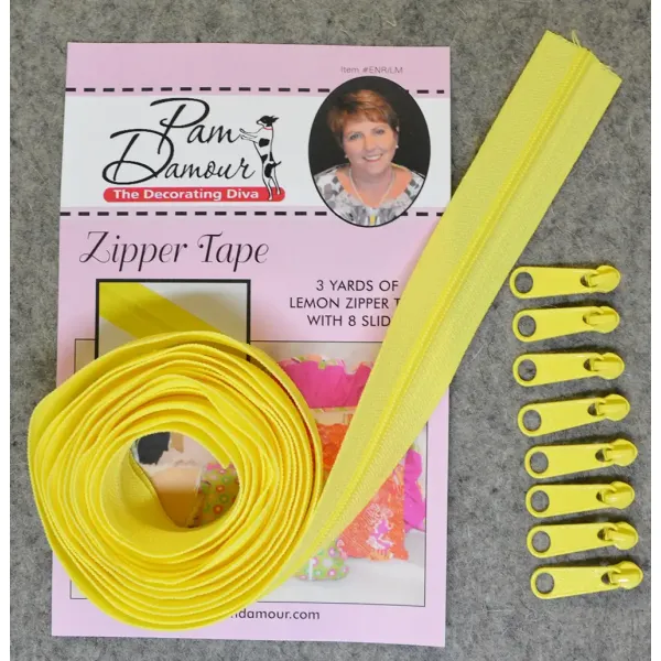 Doorlopende Rits 4,5mm Geel  275cm - Zipper Tape with 8 Slides Lemon 