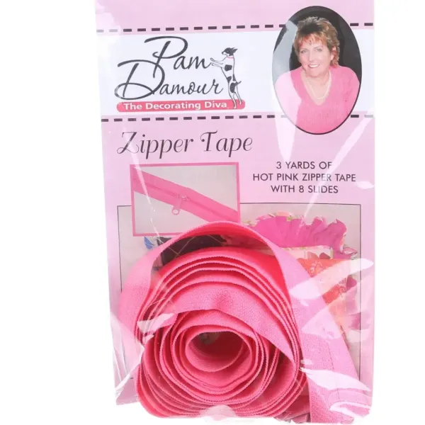 Doorlopende Rits 4,5mm Rose 275cm - Zipper Tape with 8 Slides Hot Pink